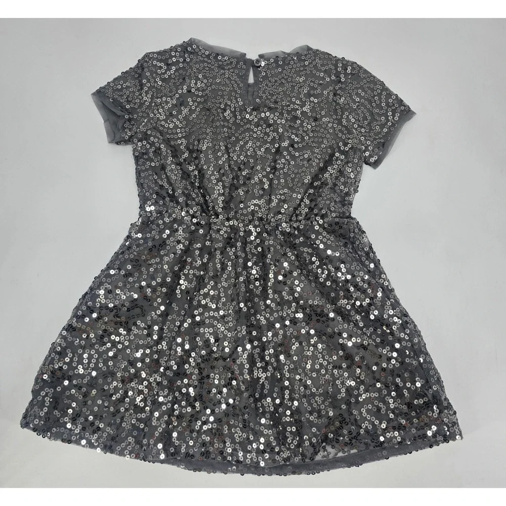 Gap Kids Girls XS 4-5 Silver Sequin Party Dress Gray Holiday Sparkle